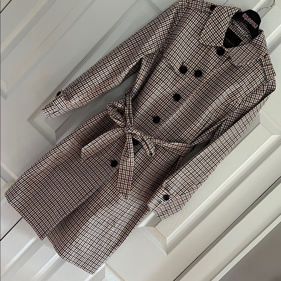 Talbots Polished Plaid Checkered Trench Coat in Petite L - Picture 3 of 16